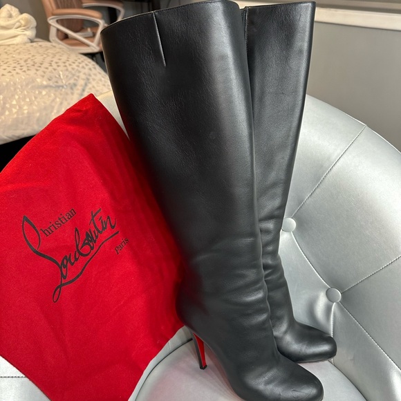 Christian Louboutin Babel 100 Calf Carezza Knee High Leather boots - Picture 15 of 16